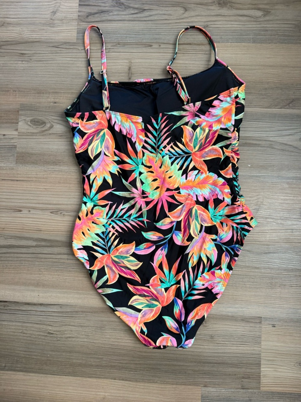 La Blanca Black One-Piece Swimsuit with Neon Tropical Print - Picture 2 of 3